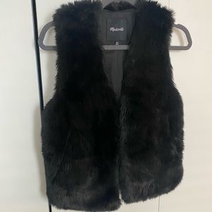Madewell XXS Black Fur Vest